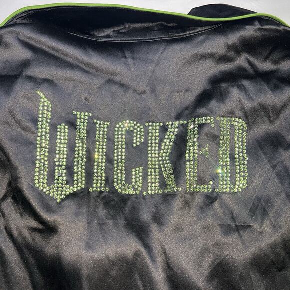 Wicked x Forever 21 Pajama Set Women’s Size L Black Satin Sparkle Embellished - Picture 7 of 12